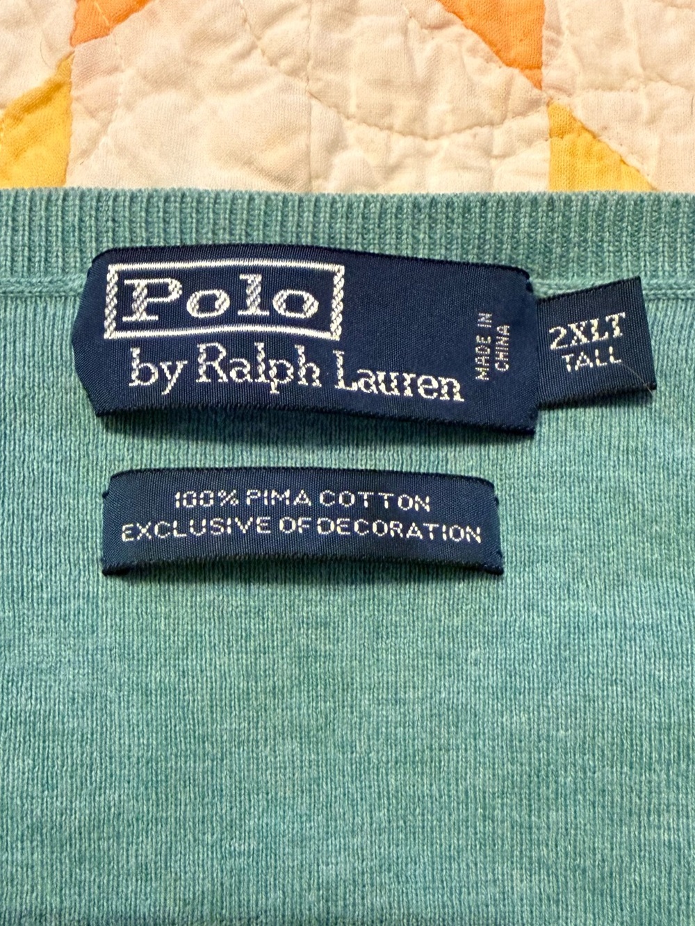Polo Ralph Lauren Green V-Neck Cotton Sweater Vest - XXL - Tall - Picture 3 of 4